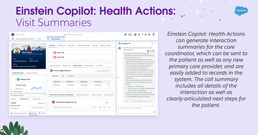 Salesforce führt die Gesundheitsdatenplattform Einstein Copilot: Health Actions ein